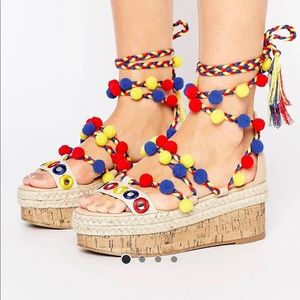 ASOS pop pom flatforms